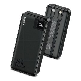 Power Bank Basike 20000mAh Preto, Carga Rápida 22.5W para iPhone e Samsung, com Cabos Embutidos e Display - [PIX]