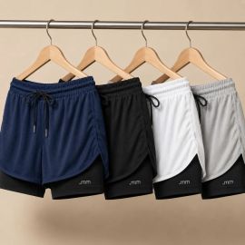 Kit 4 Short Fitness Feminino 2 Em 1 Compressão Cintura Alta