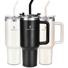 Copo Térmico 1,18L em Aço Inoxidável com Canudo, Tampa e Alça, Preto