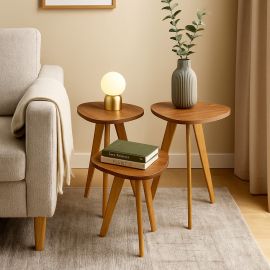 Kit 3 Mesas Lateral Forma Orgânica – Perfeitas para Sala, Quarto ou Escritório- Envio Imediato