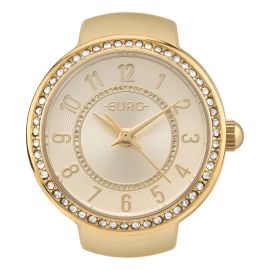 Relógio Anel Euro Dourado Unique Eu2035yyi/4d em Aço com aro de pedras Feminino - [PIX]
