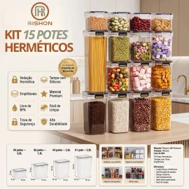 Kit 15 Potes Herméticos