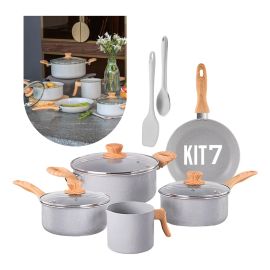 Jogo de Panelas Indução Brinox Cerâmica 7 Peças Easy Gris