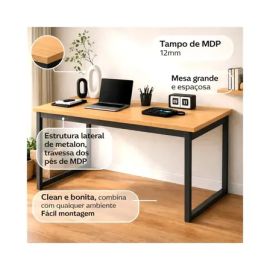 Mesa Escritório Industrial 150x60 Estrutura Ferro Reforçado Home Office