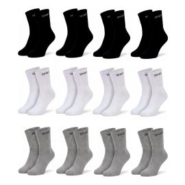 12 Pares de Meias Masculinas Cano Alto Grossa Algodão Oferta Sortida Liso Un