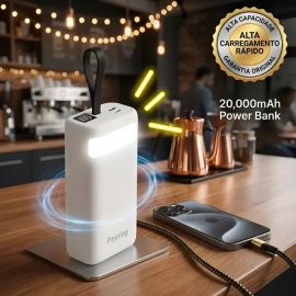 Carregador Portátil Power Bank 20.000 mah Turbo com Cabos