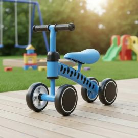 Bicicleta Equilíbrio Brinq Kids Sem Pedal Andador Infantil Azul 4 Rodas