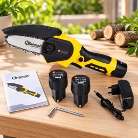 Mini Motosserra Nakasaki 25v 800w Profissional 2 Baterias Amarelo 127/220v