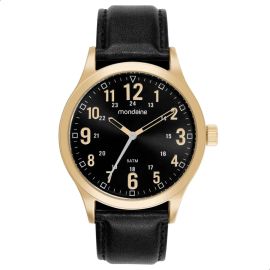 Relógio Mondaine Masculino Dourado Analógico Couro Preto - [PIX]