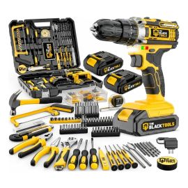 Parafusadeira Furadeira de Impacto The Black Tools com Maleta + Kit Acessórios 147 Peças - [PIX]