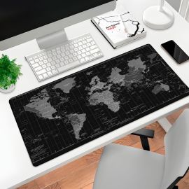 Mousepad Gamer P/ Desktop Estampa Mapa Mundi 70X35CM Preto