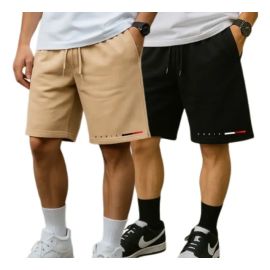 Kit 02 Bermuda Casual Short Moletom Masculina Academia Treino