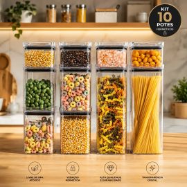 Kit 10 Porta Mantimentos Hermetico, Pote para Alimentos - [PIX]