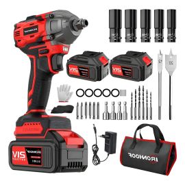 Chave de Impacto Potente 2 Baterias 21V Brushless com LED Vermelho 127/220V