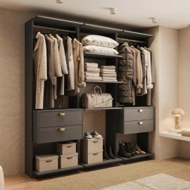 Guarda-roupas Closet Modulado Alasca 180cm 3 Peças com 4 Gavetas Carraro