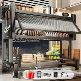 Escorredor de Pratos Louça Preto Cozinha Suspensa 65cm 18pçs (2 Cores) - [PIX]