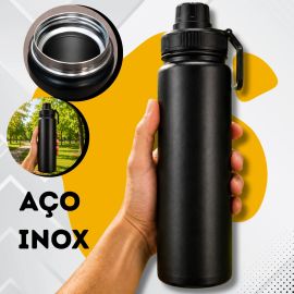 Garrafa Térmica de Água Inox 800ml Preto