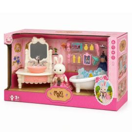 Casinha Boneca Coelho Brinquedo Infantil Mini Cenários Móveis Acessórios Coleção HopJoy Maxi Toys - Hora do Banho - [PIX]