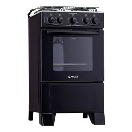 Fogão 4 Bocas Atlas Coliseum Plus Preto A Gás com Mesa de Inox e Forno de 50 Litros - [PIX]