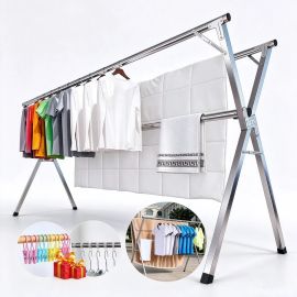 Varal de Chão Grande de Roupas 3 Andares Dobrável - Branco