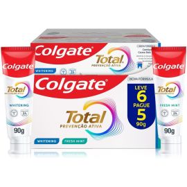 Colgate Total Whitening & Fresh Mint Creme Dental Clareador, 6x90g - [RECORRÊNCIA]