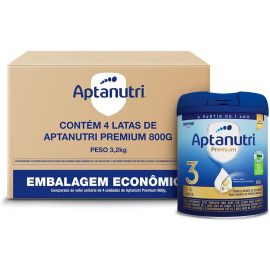 Kit Aptanutri Premium 3 Fórmula Infantil em Pó para Crianças a partir de 1 Ano, Contém Leite – 800 g (Kit com 4 Unidades)