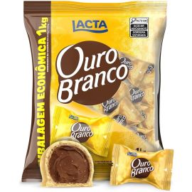 Lacta Ouro Branco - Wafer Recheado Sabor Chocolate Branco Pacote 1kg - [RECORRÊNCIA]