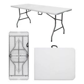 Mesa Dobrável Portátil Reforçada 1,80m Vira Maleta com Alça Oferta