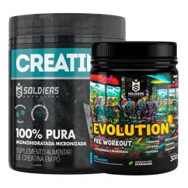 Kit: Creatina 300g + Pré-treino Evolution 300g Soldiers Nutr