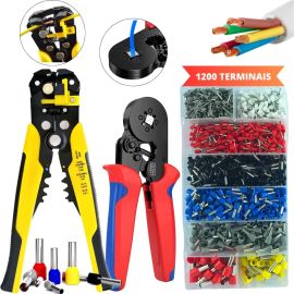 Alicate Decapador 3x1 Crimpar Crimpador Descascado Corte Profissional com 1200 Ilhos Prensa Terminal Turbular para painel