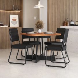 Sala de Jantar 4 Cadeiras Charlotte Carraro Nogal cor preto - [PIX]