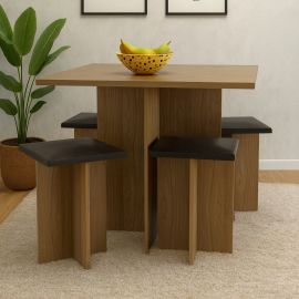 Conjunto Mesa Jantar Cozinha Pequena Compacta e Bancos 4 Lugares - [PIX]