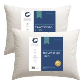 Kit 2 Travesseiro Antialérgico Regulável Lavável Fibra 50x70 Branco