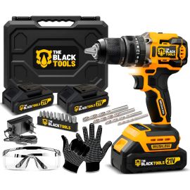 Parafusadeira Furadeira Profissional Brushless + Acessórios Amarelo e Preto 127/220v 60hz