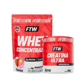Kit Whey Concentrado 1kg + Creatina Ultra Pote 300g - FTW - vários sabores - [PIX]