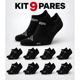 Kit 9 Pares Meias Kappa Sapatilha Soquete Invisível Original Preto 38-43