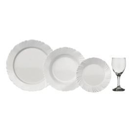 Conjunto Jantar Nadir Opaline Branco 16 Peças Vidro Temperado