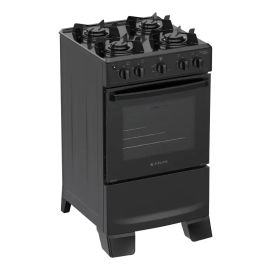 Fogão 4 Bocas Atlas Mônaco Lustro Automático Mesa de Aço Esmaltado Preto