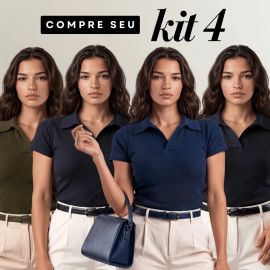Kit 4 Camisa Gola Polo Canelada Manga Curta