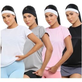Kit 4 Blusas Fitness Dry Fit Camiseta Academia Moda - [PIX]
