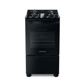 Fogão 4 Bocas Vidro Grade Dupla Bfo4vae Preto Brastemp - [PIX]