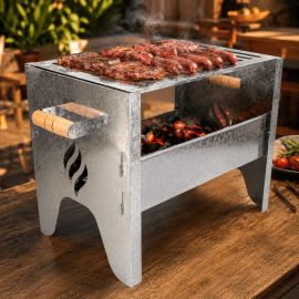 Churrasqueira Portátil Pequena Desmontável Grelha Inox Galvanizada