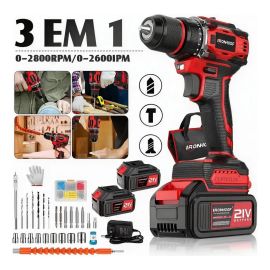 Furadeira Parafusadeira de Impacto A Baterias Brushless 21v Vermelho 110/127/220v - [PIX]