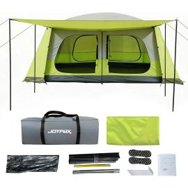 Barraca Camping 12-16 Pessoas 420 305 200cm Impermeavel 5000mm Grande Varanda Barraca Familiar Anti-uv Verde