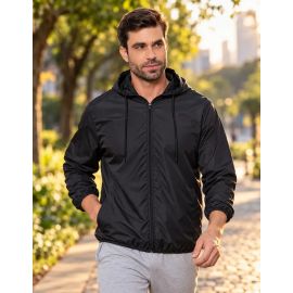 Jaqueta Corta Vento Impermeável Capuz Zíper Bolso