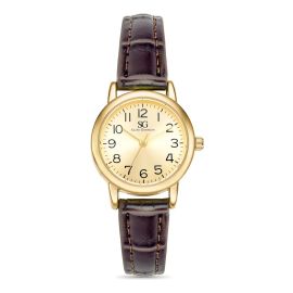 Relógio Saint Germain Houston Analógico Marrom Dourado com Pulseira de Couro Sintético - [PIX]