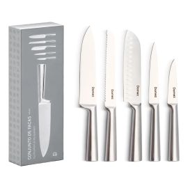 Jogo de Facas Cozinha Domez Inox 5 Peças Afiadas Premium Prateado