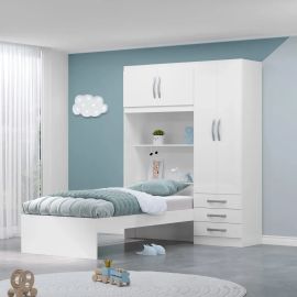 Guarda Roupa Infantil com Cama 4 Portas 3 Gavetas Lisboa Wt Branco/pink - [PIX]