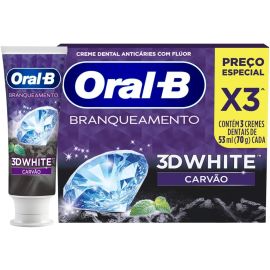 Pasta de Dente Oral-B 3D White Carvão, 3 un de 70 g