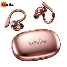 BASIKE Fones de Ouvido Sem Fio Bluetooth Fone com Microfones Alta Fidelidade Som Estéreo Toque Inteligente Esportes